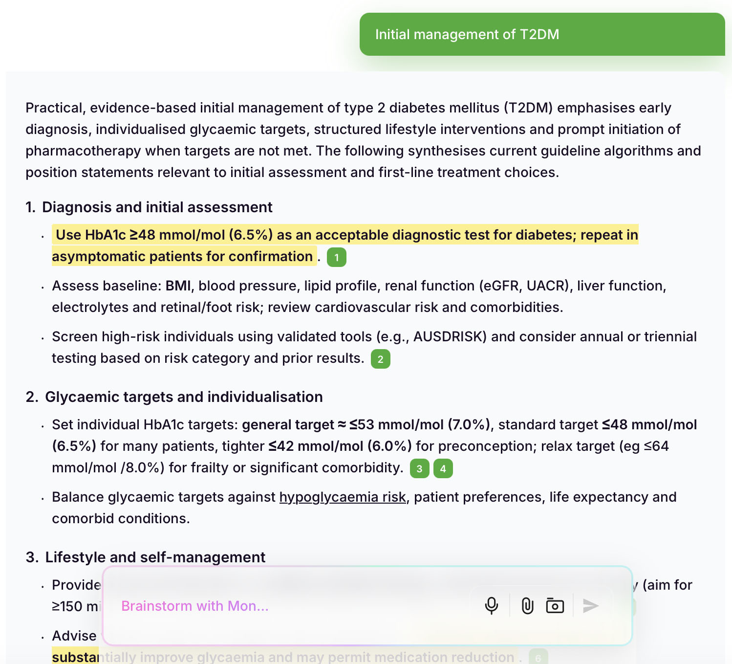 Example output of Australian-focused clinical information